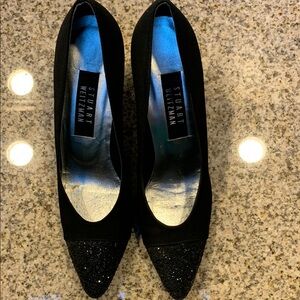 Stuart Weitzman Black Satin Heels 9AA